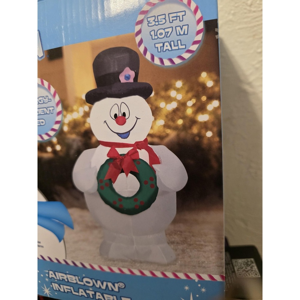 Gemmy Frosty The Snowman Airblown Inflatable 3.5 Ft White Christmas LED